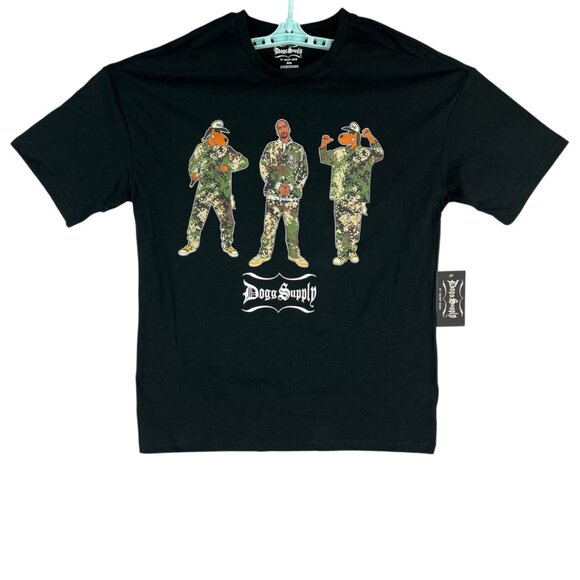 NWT Dogg Supply by Snoop Dogg Mens Black Short Sleeve Camo Design T-shirt Size M - Picture 1 of 7